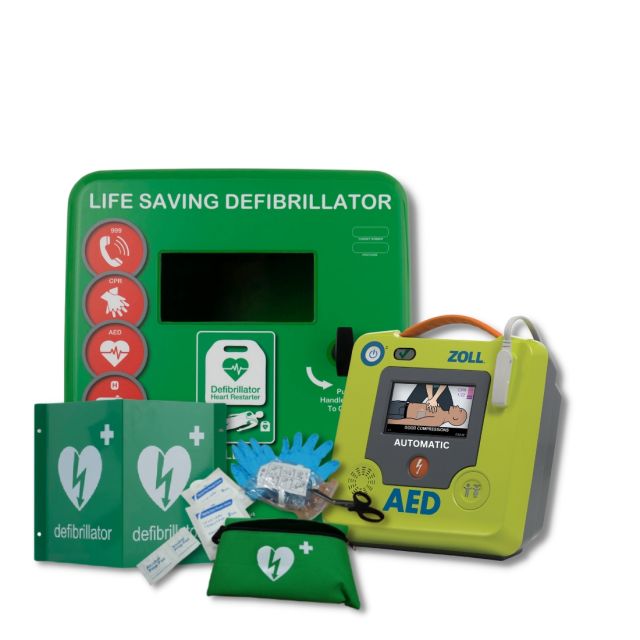 ZOLL AED 3 Fully-Automatic Defibrillator and Unlocked Outdoor Cabinet Package in Green
