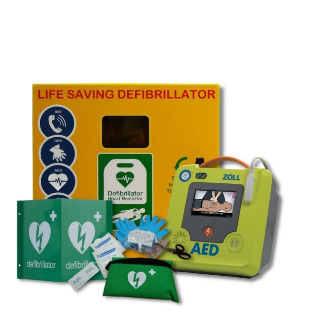 ZOLL AED 3 Semi-Automatic Defibrillator & Defib Store Stainless Steel Outdoor Cabinet